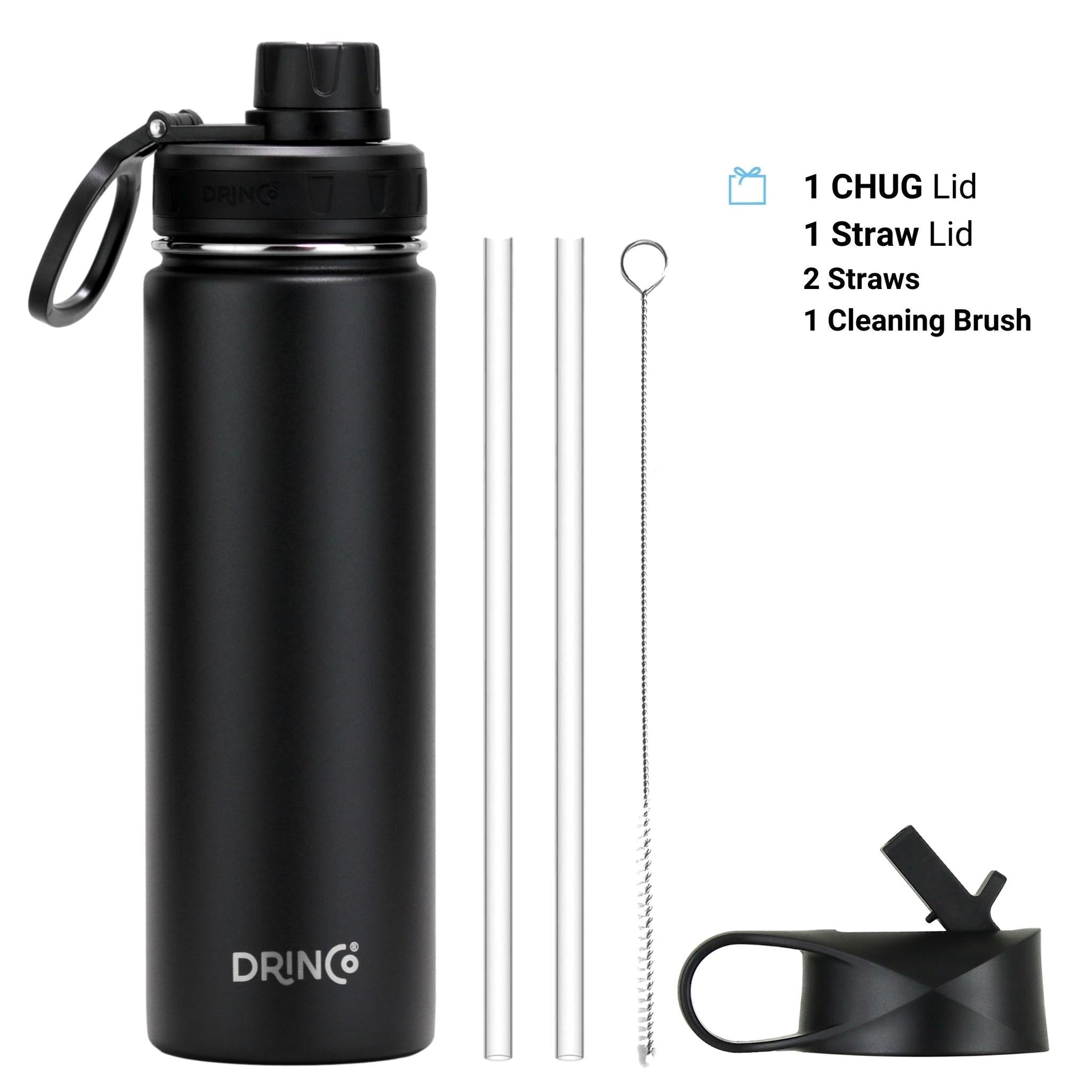 DRINCO® 22oz Stainless Steel Sport Water Bottle - Black - Best Price at Zenvia | Buy Now!