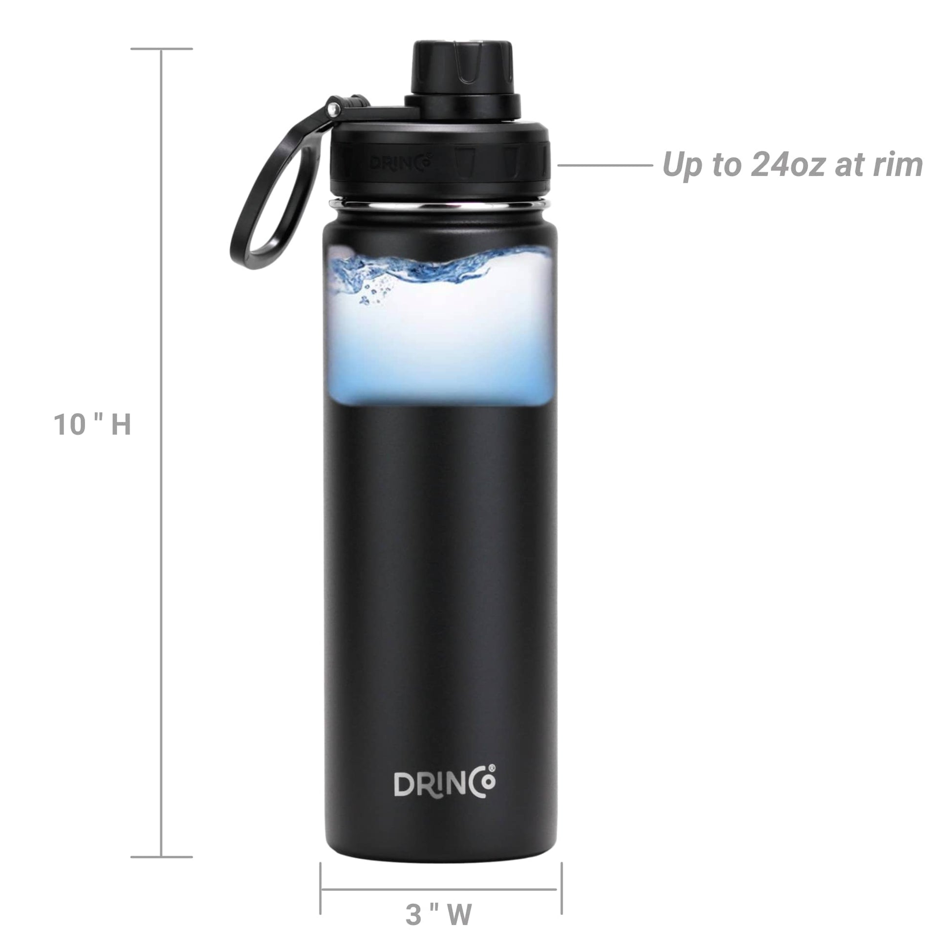 DRINCO® 22oz Stainless Steel Sport Water Bottle - Black - Best Price at Zenvia | Buy Now!