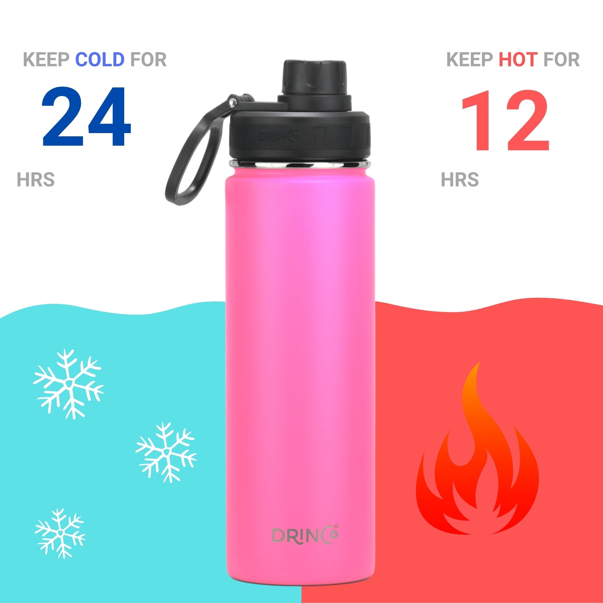 DRINCO® 22oz Stainless Steel Sport Water Bottle - Island Pink - Best Price at Zenvia | Buy Now!