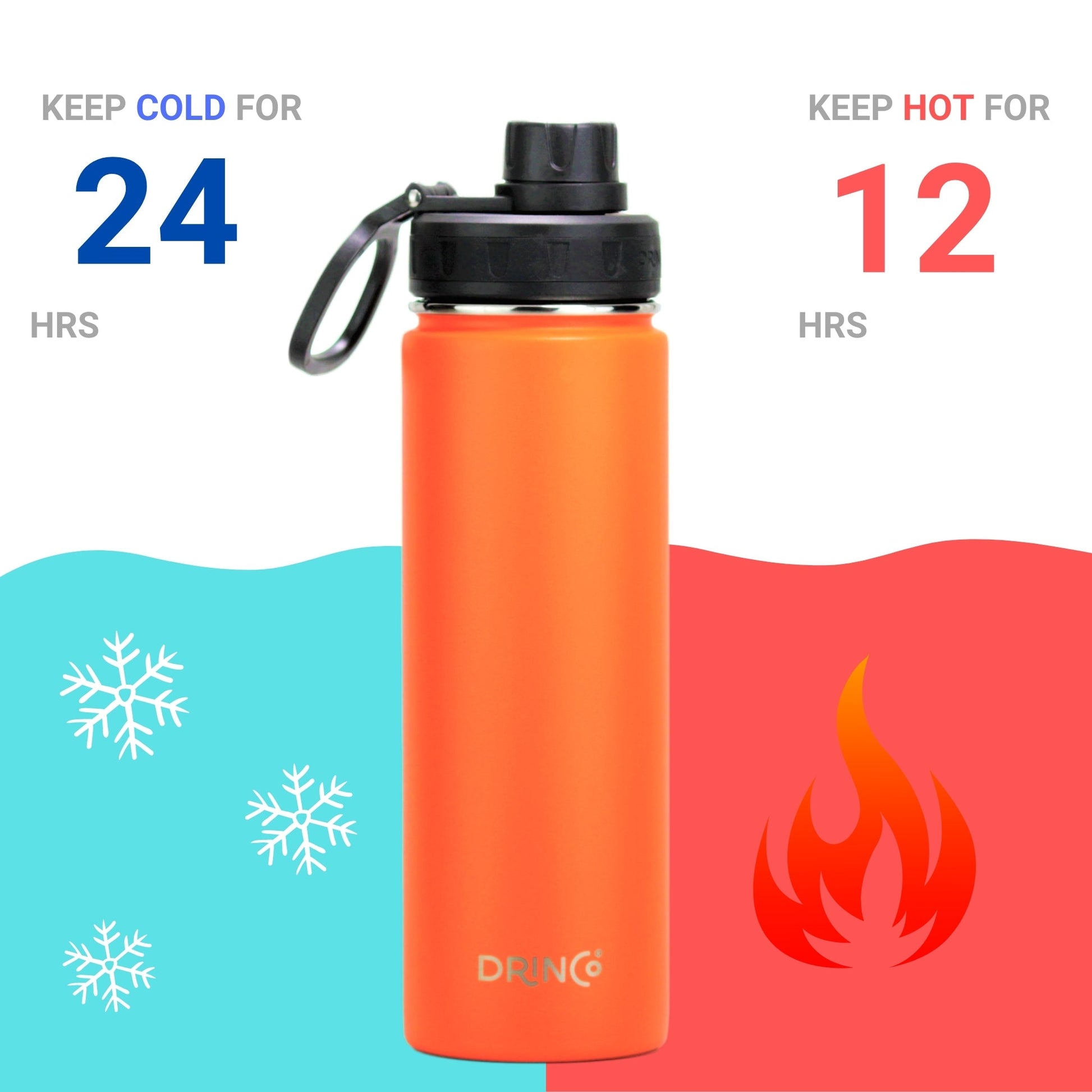 DRINCO® 22oz Stainless Steel Sport Water Bottle - Orange - Best Price at Zenvia | Buy Now!